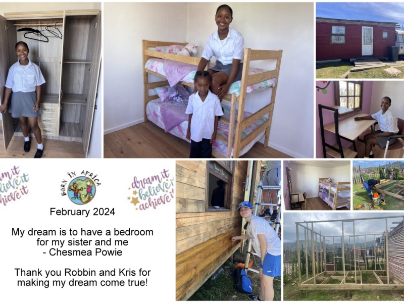 February 2024- Have a bedroom for me and my sister